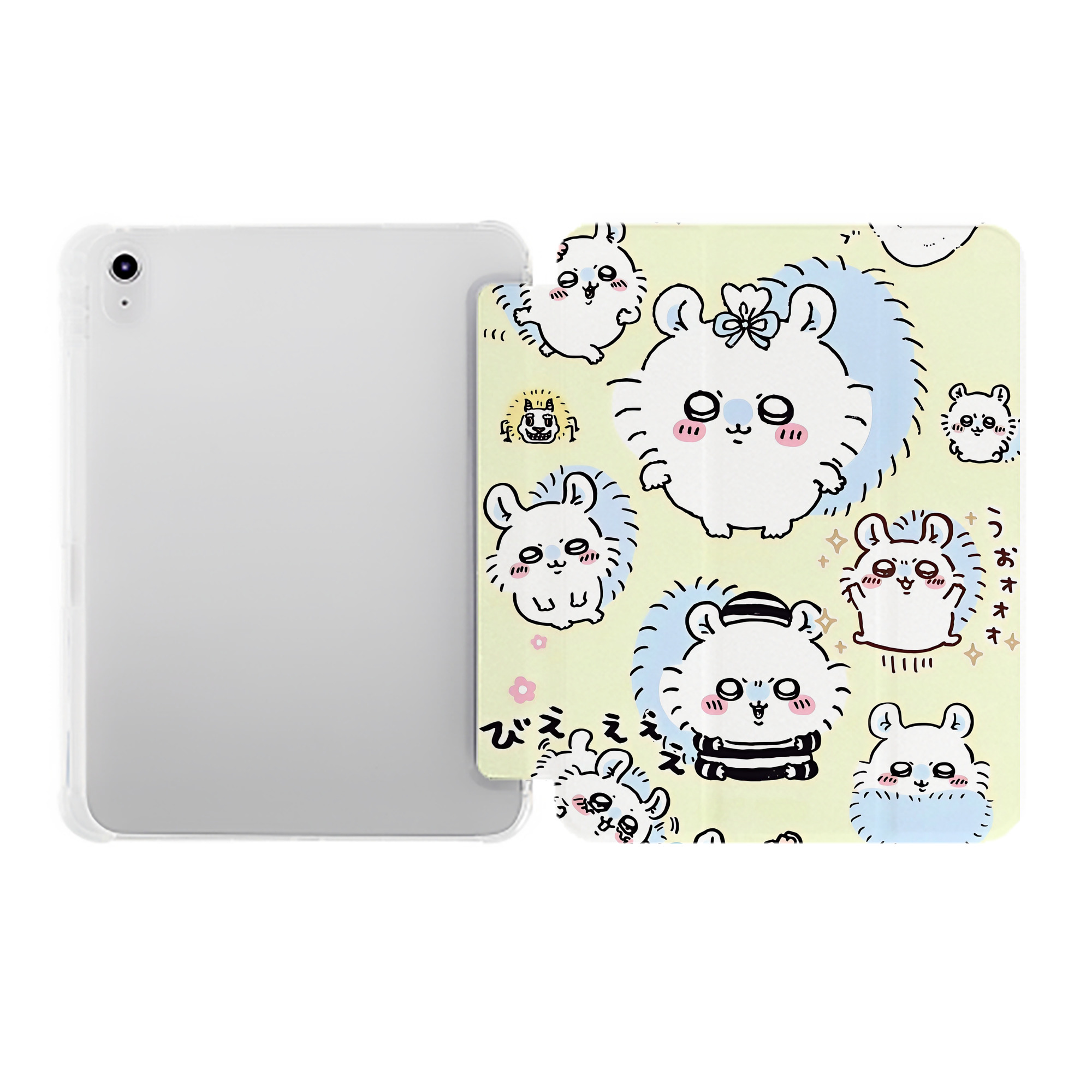 （画像用） ちいかわ Chii-kawa IPad ケース ペン収納付き 三つ折りスタンド PUレザー×シリコン 対応機種9.5/10.5/10.9インチ